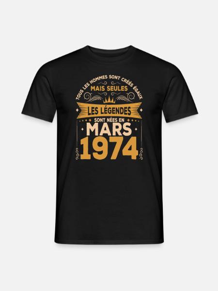 Mars 1974 Vintage Retro Anniversaire - T-shirt homme - noir