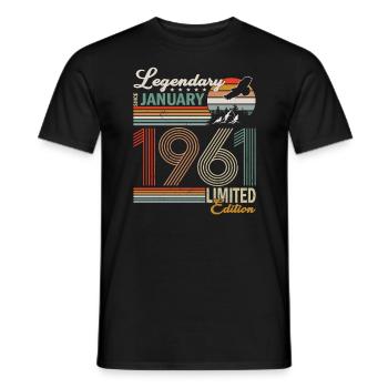 Birthday Gift January 1961 Limited Edition - Men's T-Shirt - black - Front - AI Model Male 178 light (178cm)