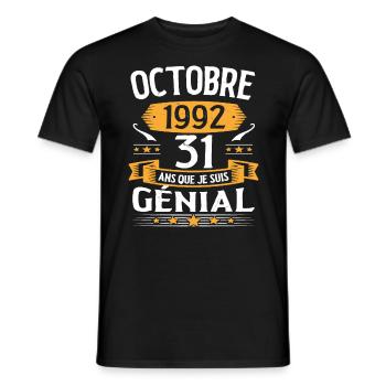 Octobre 1992 31 Ans Que Je Suis Génial Cadeau - T-shirt homme - noir - Devant - AI Model Male 178 light (178cm)