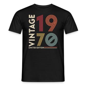 1970 Birthday Retro Vintage born in 1970 - Men's T-Shirt - black - Front - AI Model Male 178 light (178cm)