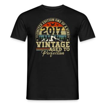Year 2017 Birthday 4 years gift - Men's T-Shirt - black - Front - AI Model Male 178 light (178cm)