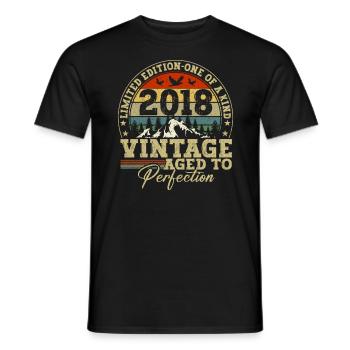 Année de naissance 2018 Anniversaire 4 ans cadeau - T-shirt homme - noir - Devant - AI Model Male 178 light (178cm)