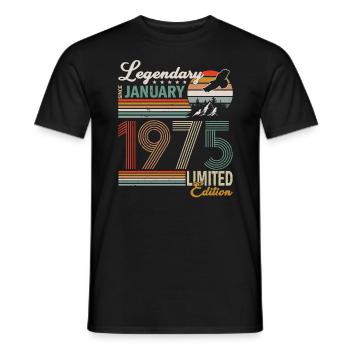 Statut de légende depuis janvier Né en 1975 - T-shirt homme - noir - Devant - AI Model Male 178 light (178cm)