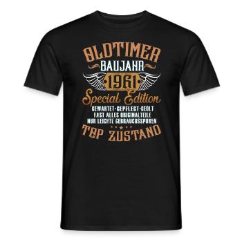 Oldtimer Baujahr 1961 Geburtstagsspruch - Männer T-Shirt - Schwarz - Vorne - AI Model Male 178 light (178cm)