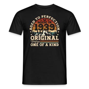 Cadeau de 82e anniversaire Original né en 1939 - T-shirt homme - noir - Devant - AI Model Male 178 light (178cm)