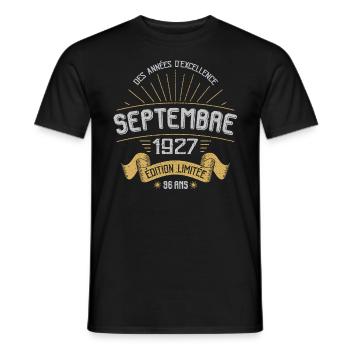 MILLÉSIME SEPTEMBRE 1927 ÉDITION LIMITÉE - T-shirt homme - noir - Devant - AI Model Male 178 light (178cm)