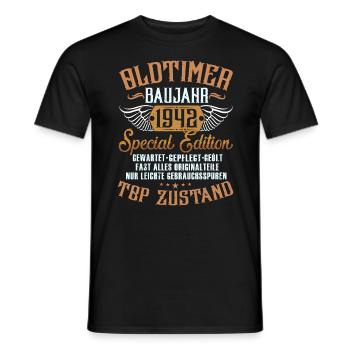Oldtimer Baujahr 1942 Geboren Geburtstag Geboren - Männer T-Shirt - Schwarz - Vorne - AI Model Male 178 light (178cm)