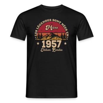 März 1957 Jubiläum März 1957 Jahrgang 1957 - Männer T-Shirt - Schwarz - Vorne - AI Model Male 178 light (178cm)