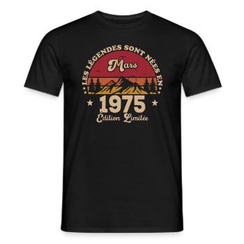 März 1975 Geburtstag 1975 Retro 1975 März - Männer T-Shirt - Schwarz - Vorne - AI Model Male 178 light (178cm)