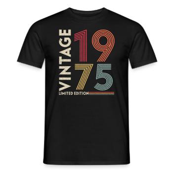 1975 - Men's T-Shirt - black - Front - AI Model Male 178 light (178cm)