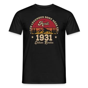 MILLÉSIME AVRIL 1931 ÉDITION LIMITÉE - T-shirt homme - noir - Devant - AI Model Male 178 light (178cm)