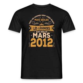 Mars 2012 | Mars 2012 anniversaire 2012 - T-shirt homme - noir - Devant - AI Model Male 178 light (178cm)