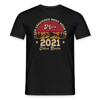 Mars 2021 anniversaire Mars 2021 Mars - T-shirt homme - noir - Devant - AI Model Male 178 light (178cm)