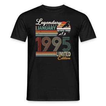 January 1995. Birthday present January 1995. - Men's T-Shirt - black - Front - AI Model Male 178 light (178cm)