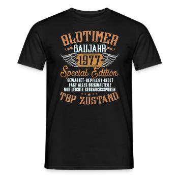 Unique Since 1977 - Männer T-Shirt - Schwarz - Vorne - AI Model Male 178 light (178cm)