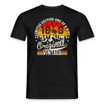 75ème anniversaire 1948 Bon millésime - T-shirt homme - noir - Devant - AI Model Male 178 light (178cm)