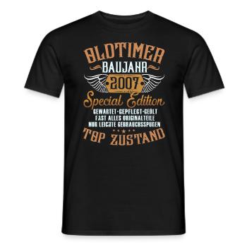 2007 Geboren Geburtstag Oldtimer - Männer T-Shirt - Schwarz - Vorne - AI Model Male 178 light (178cm)