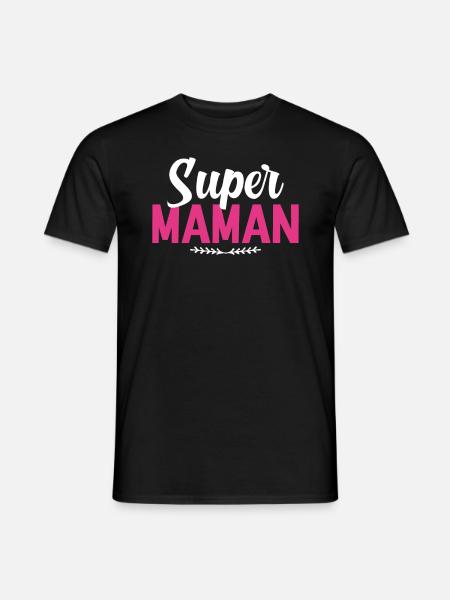 Super Maman Fleurs Rose - T-shirt homme - noir