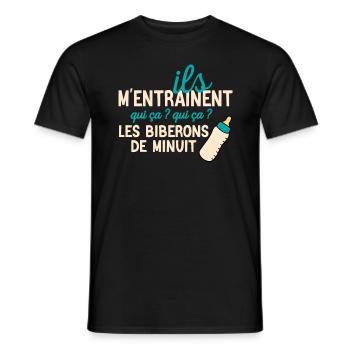 Les joies du biberon de minuit - T-shirt homme - noir - Devant - AI Model Male 178 light (178cm)
