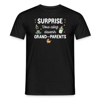 Body Bébé Annonce Grossesse Grands-parents - T-shirt homme - noir - Devant - AI Model Male 178 light (178cm)
