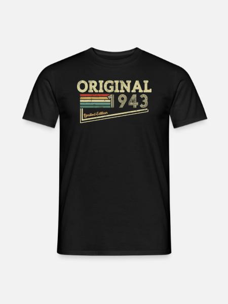 80th Birthday Woman Man Vintage 1943 80 Years - Men's T-Shirt - black
