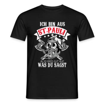 St.Pauli Lustiger Spruch Hamburg Sankt Paulianer - Männer T-Shirt - Schwarz - Vorne - AI Model Male 178 light (178cm)