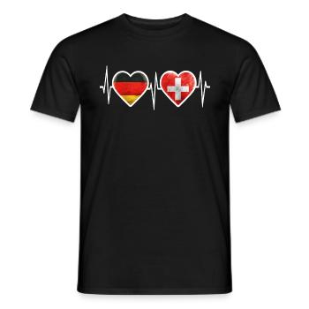 Allemagne Suisse Battement de cœur - T-shirt homme - noir - Devant - AI Model Male 178 light (178cm)