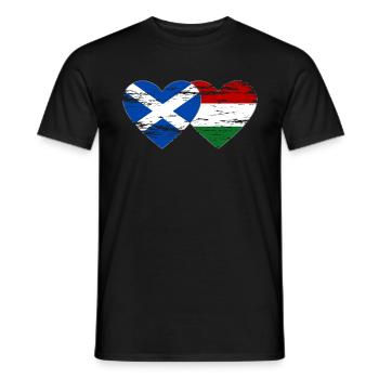 Scotland Hungary flag heart used - Men's T-Shirt - black - Front - AI Model Male 178 light (178cm)
