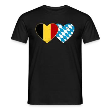 Belgium Bavaria flag heart used - Men's T-Shirt - black - Front - AI Model Male 178 light (178cm)