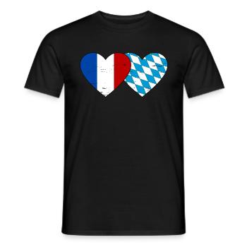 France Bavaria Flag Heart used - Men's T-Shirt - black - Front - AI Model Male 178 light (178cm)