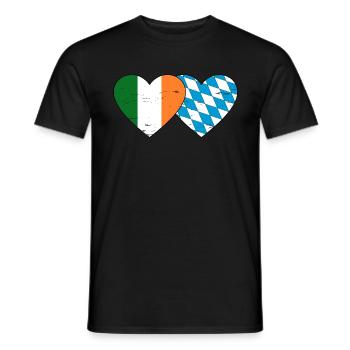 Ireland Bavaria Flag Heart used - Men's T-Shirt - black - Front - AI Model Male 178 light (178cm)