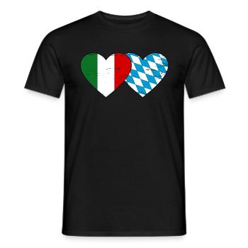 Italy Bavaria Flag Heart used - Men's T-Shirt - black - Front - AI Model Male 178 light (178cm)