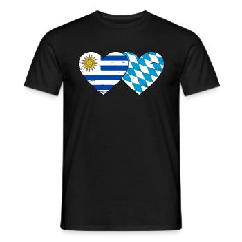 Uruguay Bavaria flag heart used - Men's T-Shirt - black - Front - AI Model Male 178 light (178cm)
