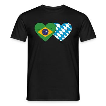 Brésil Bavière Drapeau Coeur utilisé - T-shirt homme - noir - Devant - AI Model Male 178 light (178cm)