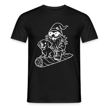 Cooler Zwerg auf fliegendem Joint mit Hund - Männer T-Shirt - Schwarz - Vorne - AI Model Male 178 light (178cm)