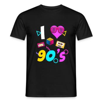 90s 90er Jahre 80s 80er - Männer T-Shirt - Schwarz - Vorne - AI Model Male 178 light (178cm)
