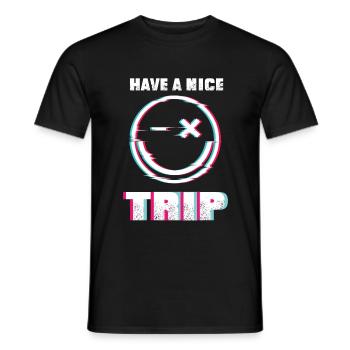 Have A Nice Trip - Trippy Rave Party Techno - Men's T-Shirt - black - Front - AI Model Male 178 light (178cm)