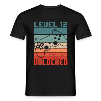 Niveau 12 déverrouillé - cadeau de joueur du 12e anniversaire - T-shirt homme - noir - Devant - AI Model Male 178 light (178cm)