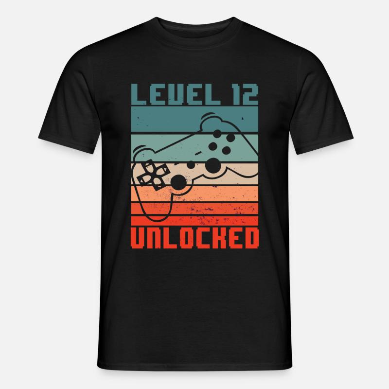 Level 12 Unlocked - 12. Geburtstag Gamer Geschenk - Männer T-Shirt - Schwarz