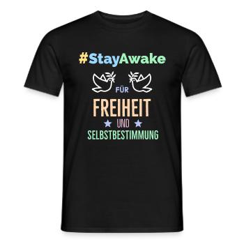 #StayAwake - Für Freiheit und Selbstbestimmung - Männer T-Shirt - Schwarz - Vorne - AI Model Male 178 light (178cm)
