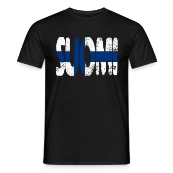 Suomi Finlande Drapeau Finlandais Scandinavie Voyage - T-shirt homme - noir - Devant - AI Model Male 178 light (178cm)