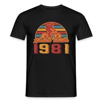 Bicycle Bike Cyclist Birthday Year 1981 - Men's T-Shirt - black - Front - AI Model Male 178 light (178cm)