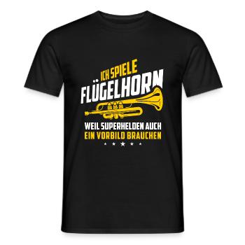 Flügelhorn Instrument Horn Blasmusik Brass Spruch - Männer T-Shirt - Schwarz - Vorne - AI Model Male 178 light (178cm)