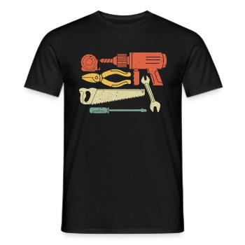 Baustelle Werkzeug Hammer Handwerker Vintage - Männer T-Shirt - Schwarz - Vorne - AI Model Male 178 light (178cm)