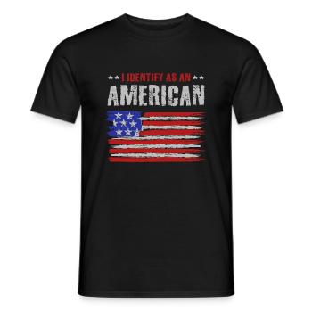 Je m’identifie comme un Américain - T-shirt homme - noir - Devant - AI Model Male 178 light (178cm)