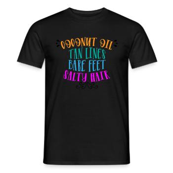 Coconut Oil Tan Lines Bare Feet Salty Hair - Männer T-Shirt - Schwarz - Vorne - AI Model Male 178 light (178cm)