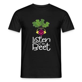 Listen to the Beet DJ Turnip - Men's T-Shirt - black - Front - AI Model Male 178 light (178cm)