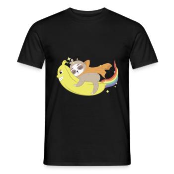Faultier fliegt auf einer Banane - Männer T-Shirt - Schwarz - Vorne - AI Model Male 178 light (178cm)