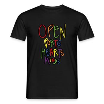 Open Ports Hearts and Minds - Männer T-Shirt - Schwarz - Vorne - AI Model Male 178 light (178cm)
