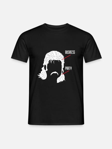 Mullet Business Party Vokuhila Fans Geschenkidee - Männer T-Shirt - Schwarz